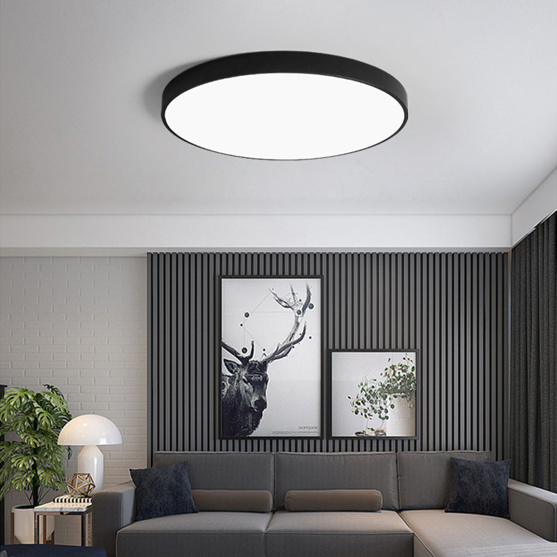 Simplicity Style Acrylic Lampshade LED Flush Mount Light Round Metal Border Ceiling Light for Hallway Balcony