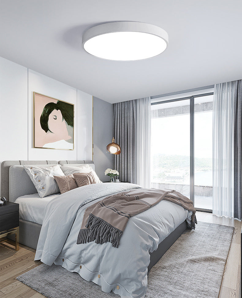 Simplicity Style Acrylic Lampshade LED Flush Mount Light Round Metal Border Ceiling Light for Hallway Balcony