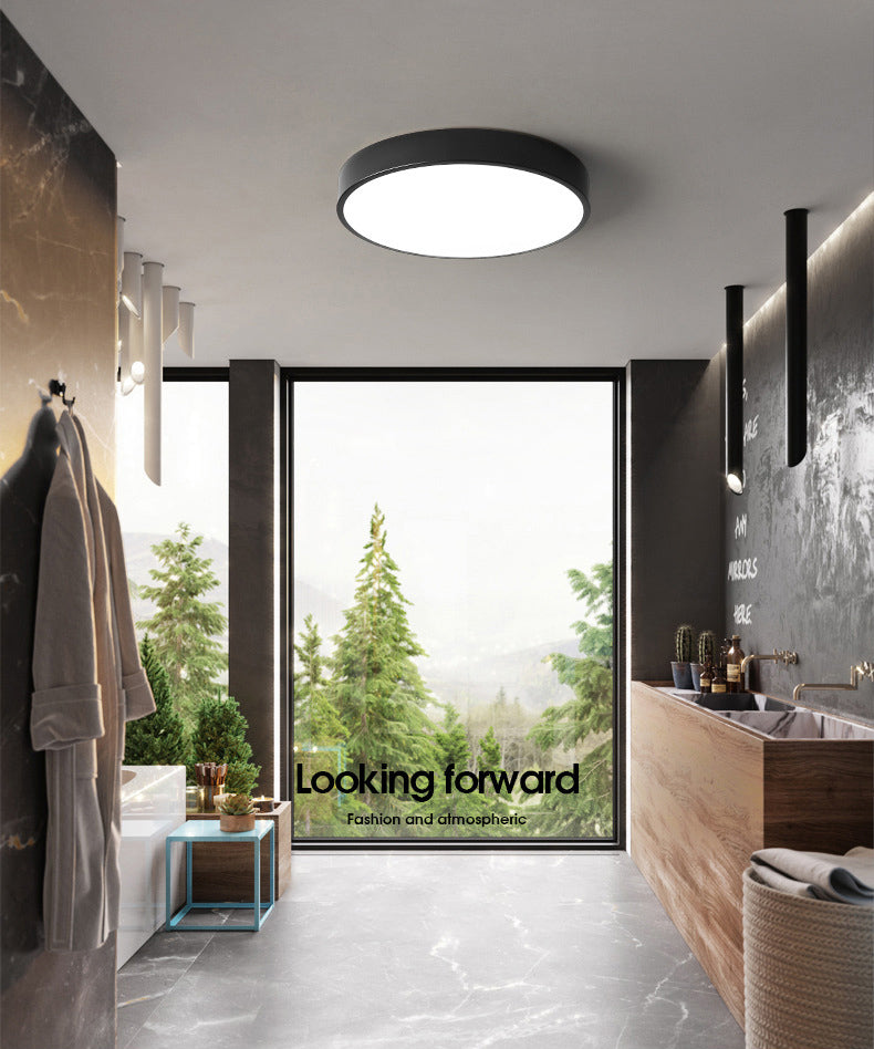 Simplicity Style Acrylic Lampshade LED Flush Mount Light Round Metal Border Ceiling Light for Hallway Balcony