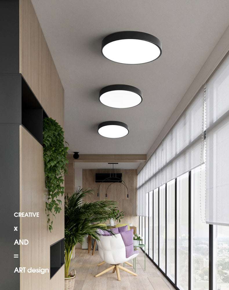 Simplicity Style Acrylic Lampshade LED Flush Mount Light Round Metal Border Ceiling Light for Hallway Balcony