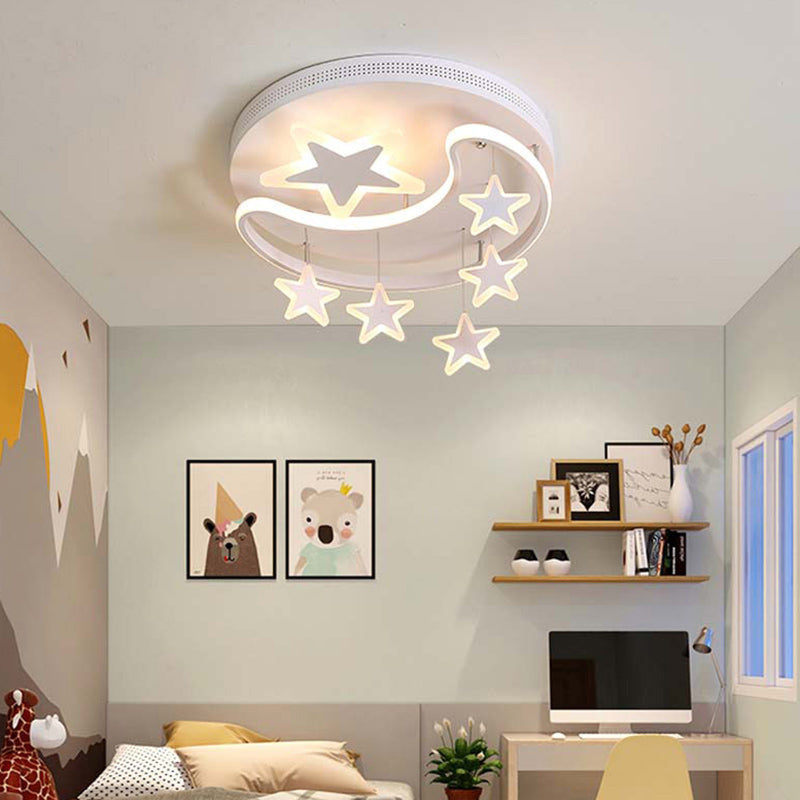Estrella & Luna en forma de niños Cuarto de iluminación de la iluminación del techo LED de montaje de luz para el jardín de infantes