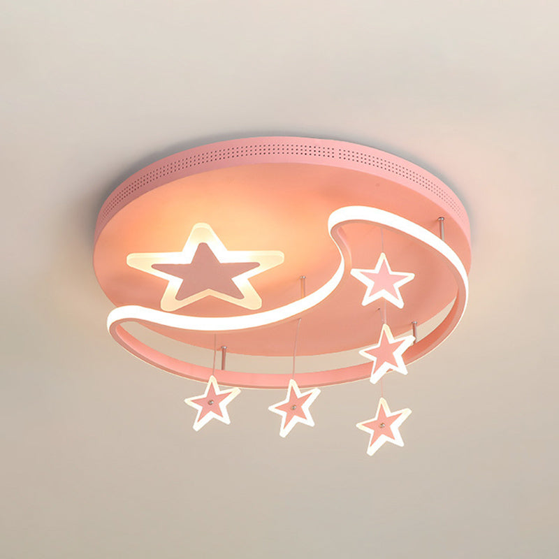 Estrella & Luna en forma de niños Cuarto de iluminación de la iluminación del techo LED de montaje de luz para el jardín de infantes
