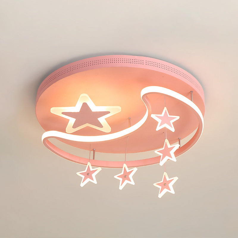 Estrella & Luna en forma de niños Cuarto de iluminación de la iluminación del techo LED de montaje de luz para el jardín de infantes