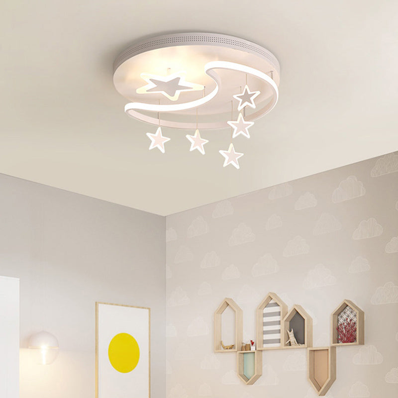 Estrella & Luna en forma de niños Cuarto de iluminación de la iluminación del techo LED de montaje de luz para el jardín de infantes