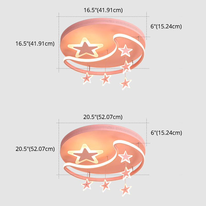 Star & Moon Shaped Children Room Lighting Fixture Lovely LED Ceiling Mount Light for Kindergarten