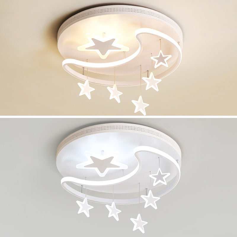 Estrella & Luna en forma de niños Cuarto de iluminación de la iluminación del techo LED de montaje de luz para el jardín de infantes