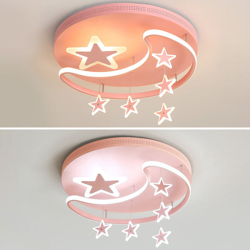 Estrella & Luna en forma de niños Cuarto de iluminación de la iluminación del techo LED de montaje de luz para el jardín de infantes
