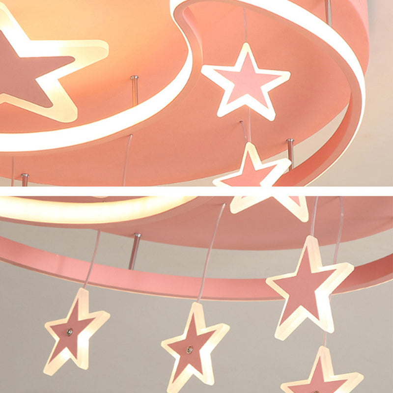 Estrella & Luna en forma de niños Cuarto de iluminación de la iluminación del techo LED de montaje de luz para el jardín de infantes