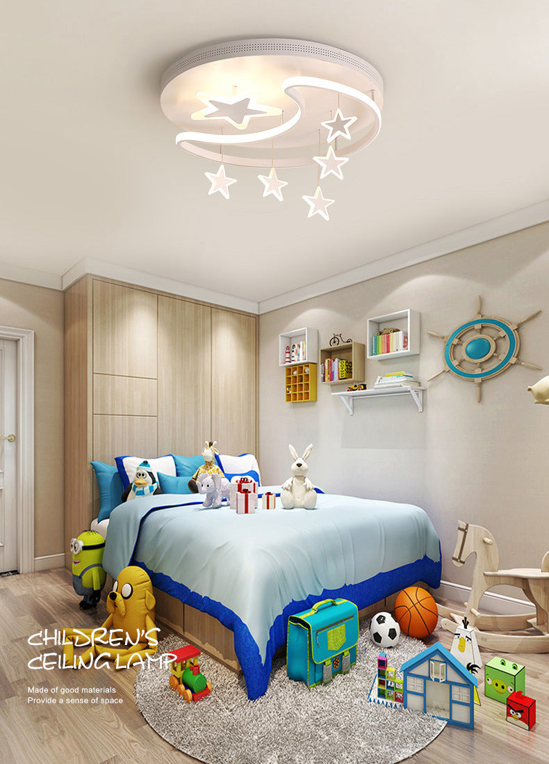 Star & Moon Shaped Children Room Lighting Fixture Lovely LED Ceiling Mount Light for Kindergarten