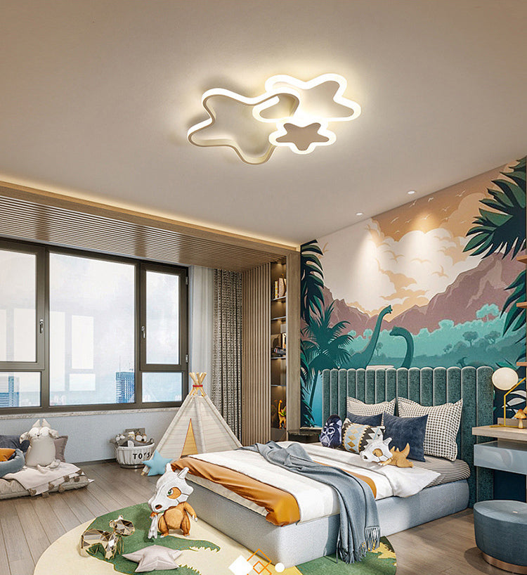 Creative Shaped LED Plafond Licht Kids Room Minimalist Line Design Flush Mount Verlichting Armatuur met Acryl Schaduw