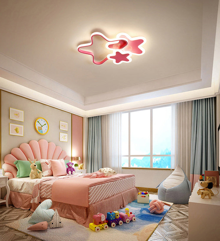 Creative Shaped LED Plafond Licht Kids Room Minimalist Line Design Flush Mount Verlichting Armatuur met Acryl Schaduw