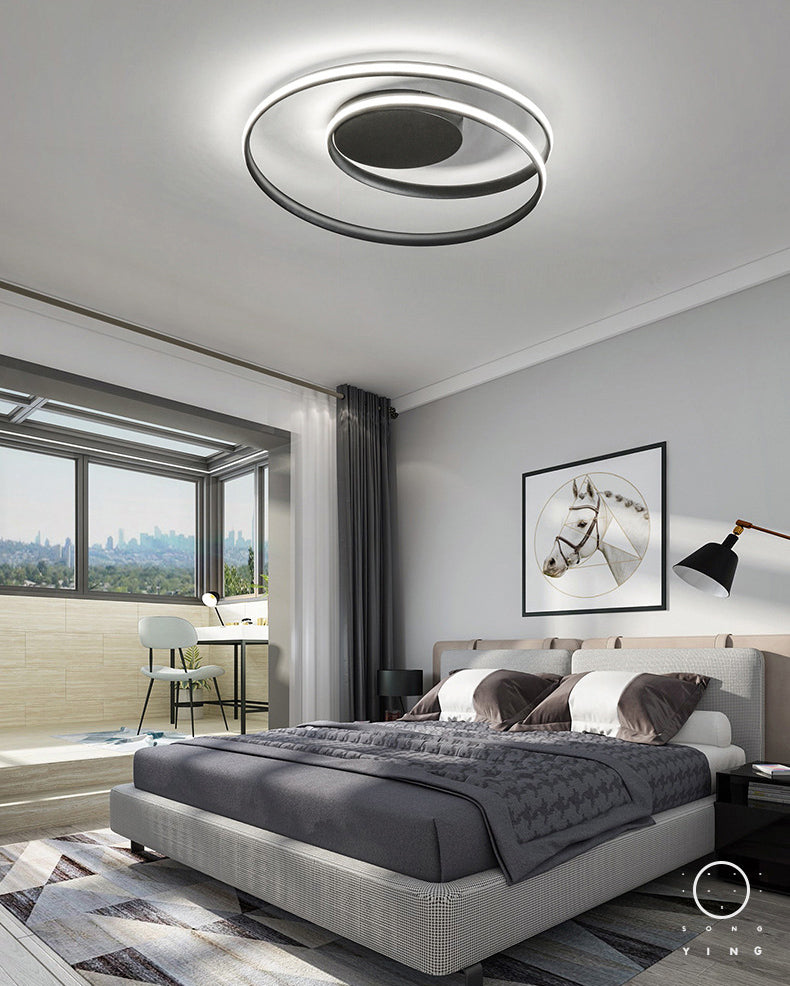 Aluminiumlegierung Nordische Kreise Deckenleuchte Minimalistische Leitung Design Wohnzimmer Flush-Berg-Beleuchtung