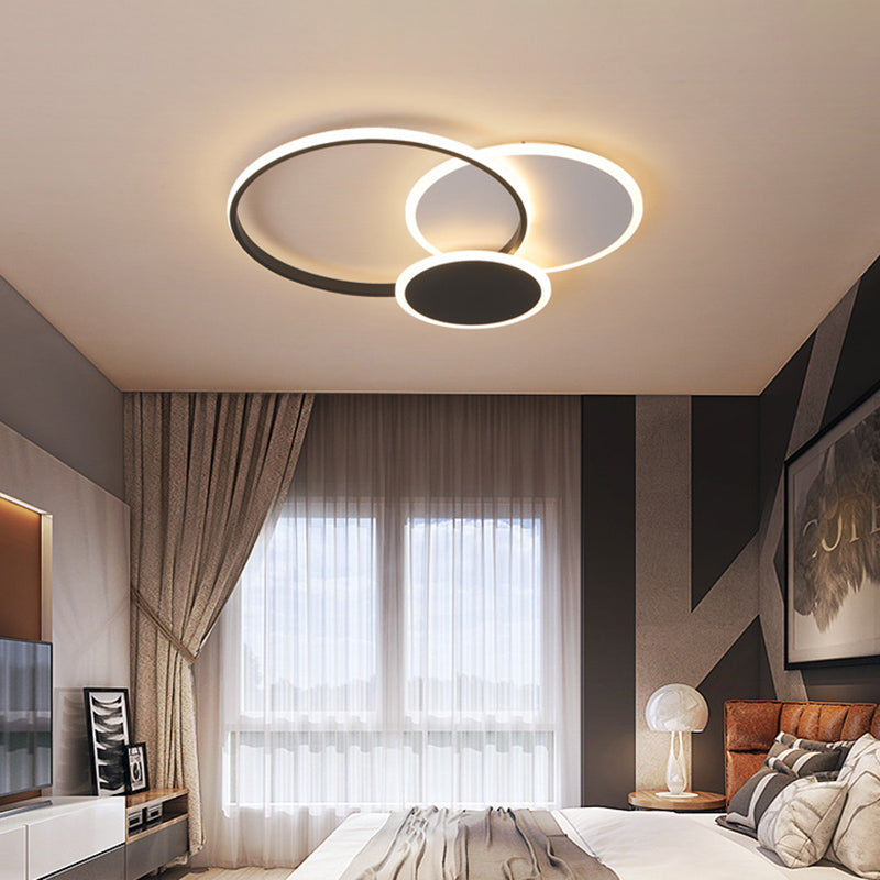 3 lámparas de techo LED circulares cruzadas lámparas de restaurante integradas modernas y simples de galvanoplastia metálica