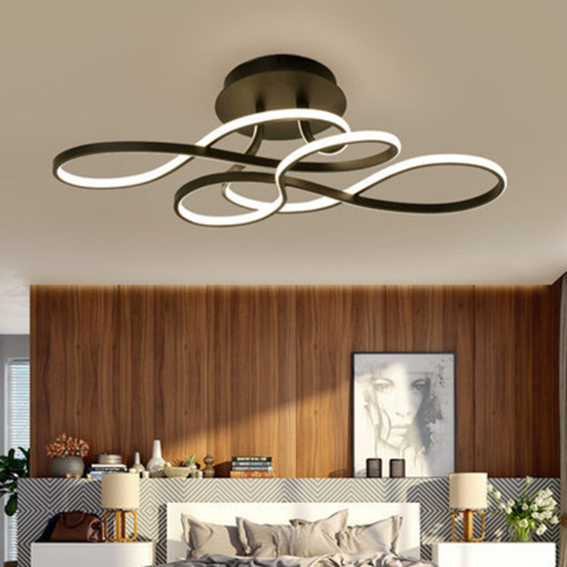 29.5 Inches Wide Minimalist Style LED Line Light Aluminum Alloy Irregular Ceiling Flush Mount Lighting Fixture for Dining Room
