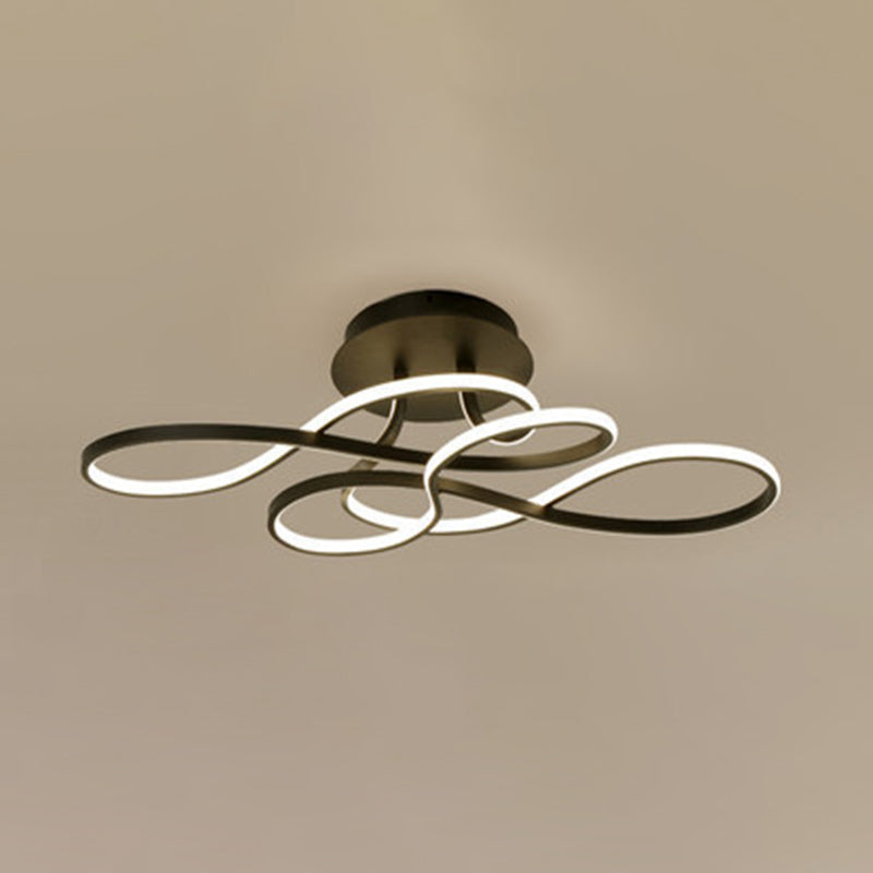 29.5 Inches Wide Minimalist Style LED Line Light Aluminum Alloy Irregular Ceiling Flush Mount Lighting Fixture for Dining Room