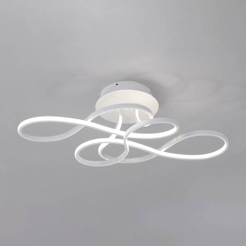 29.5 Inches Wide Minimalist Style LED Line Light Aluminum Alloy Irregular Ceiling Flush Mount Lighting Fixture for Dining Room