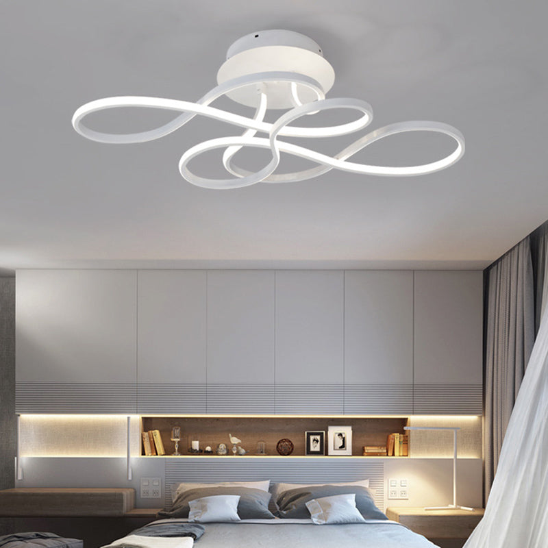 29.5 Inches Wide Minimalist Style LED Line Light Aluminum Alloy Irregular Ceiling Flush Mount Lighting Fixture for Dining Room