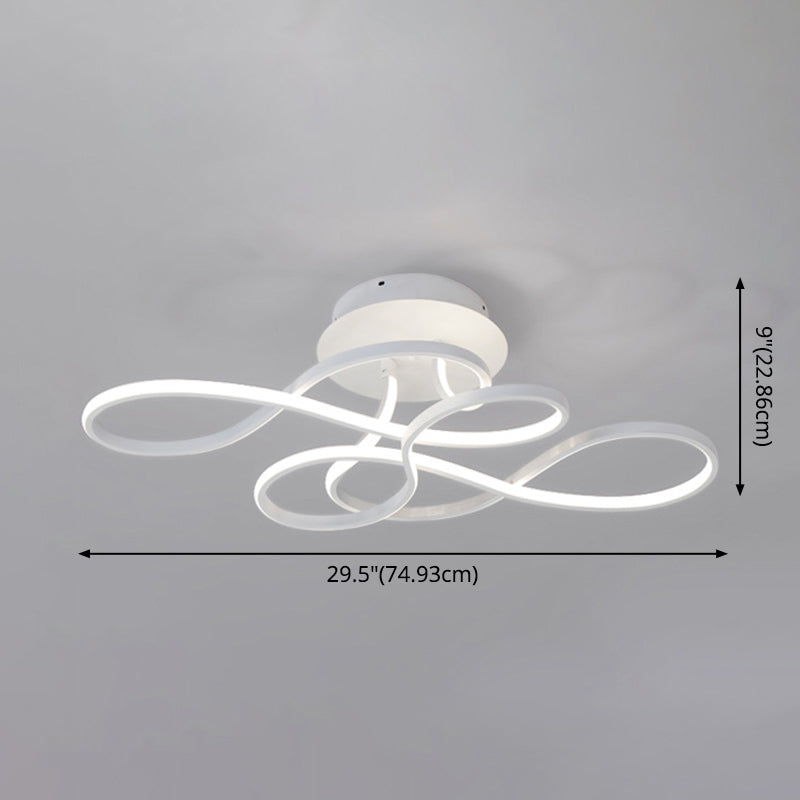 29.5 Inches Wide Minimalist Style LED Line Light Aluminum Alloy Irregular Ceiling Flush Mount Lighting Fixture for Dining Room