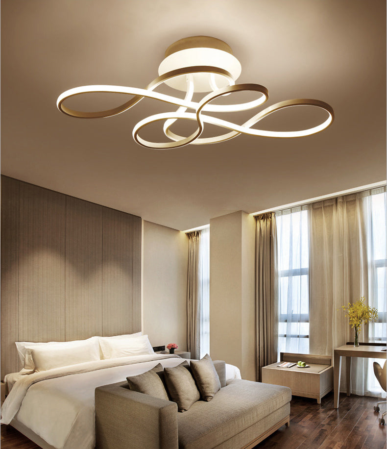 29.5 Inches Wide Minimalist Style LED Line Light Aluminum Alloy Irregular Ceiling Flush Mount Lighting Fixture for Dining Room