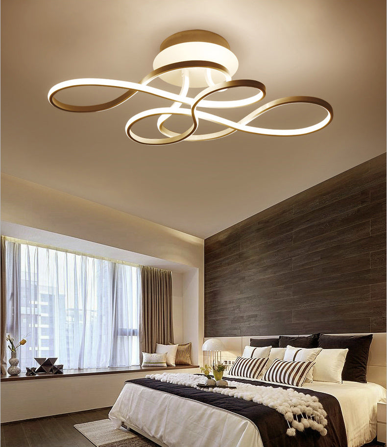 29.5 Inches Wide Minimalist Style LED Line Light Aluminum Alloy Irregular Ceiling Flush Mount Lighting Fixture for Dining Room