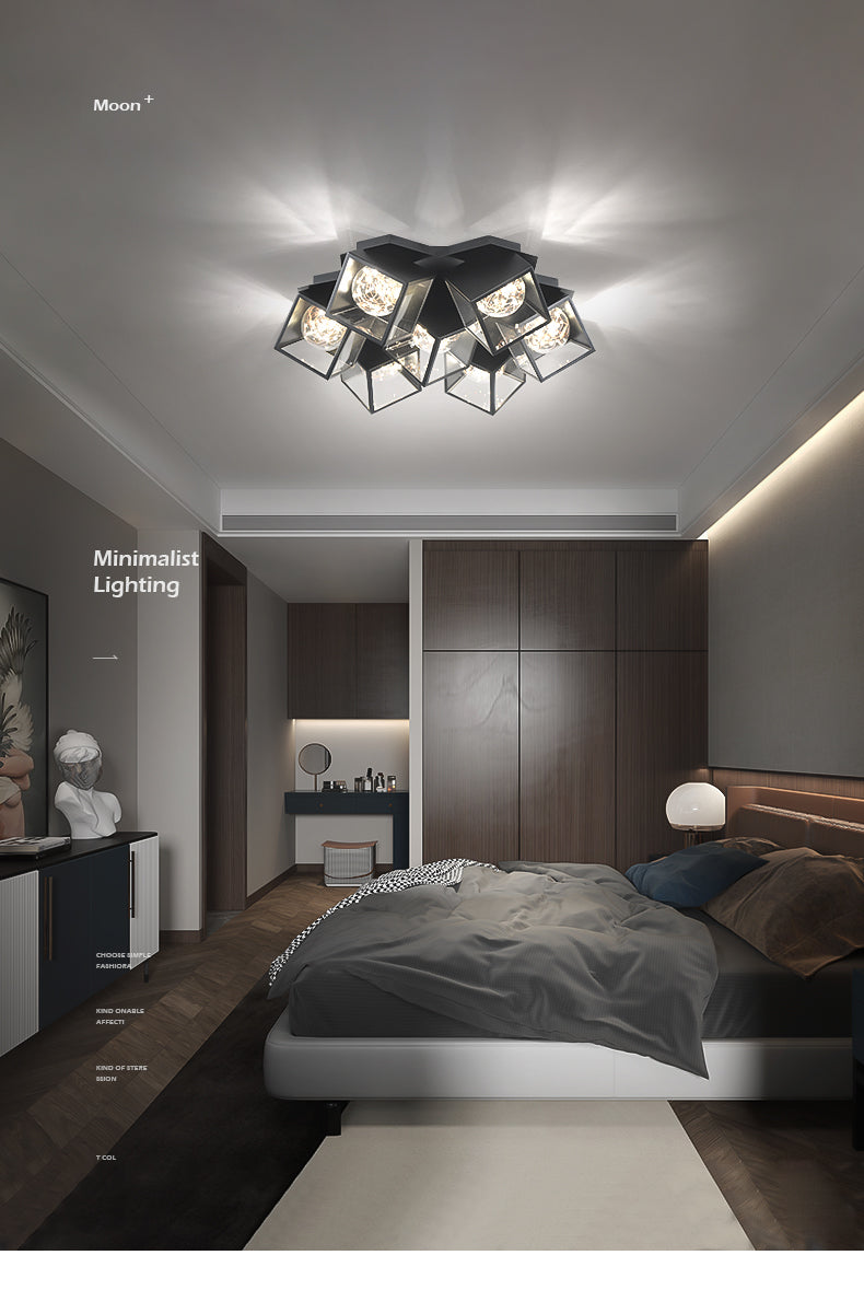 Metall + Acryl Quadrat Schatten Sternenhimmel Design Decke Licht Moderne Einfachheit Flush Montage Beleuchtung Halterung für Wohnzimmer