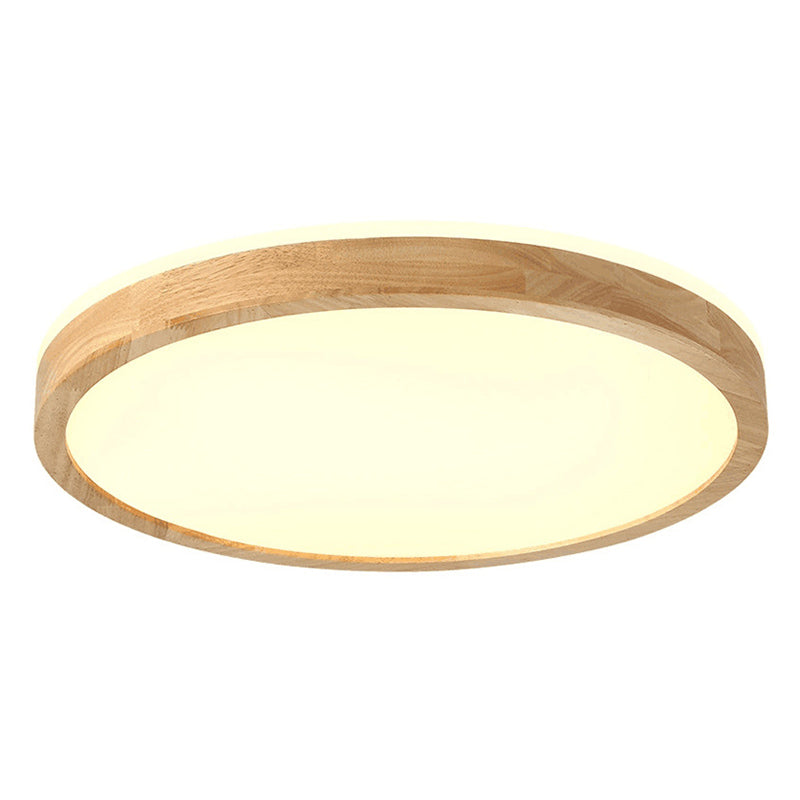 2.2 Inch Ultra-thin Round Wooden Ceiling Light Acrylic Shade Contemporary Minimalism Lighting Fixture for Bedroom
