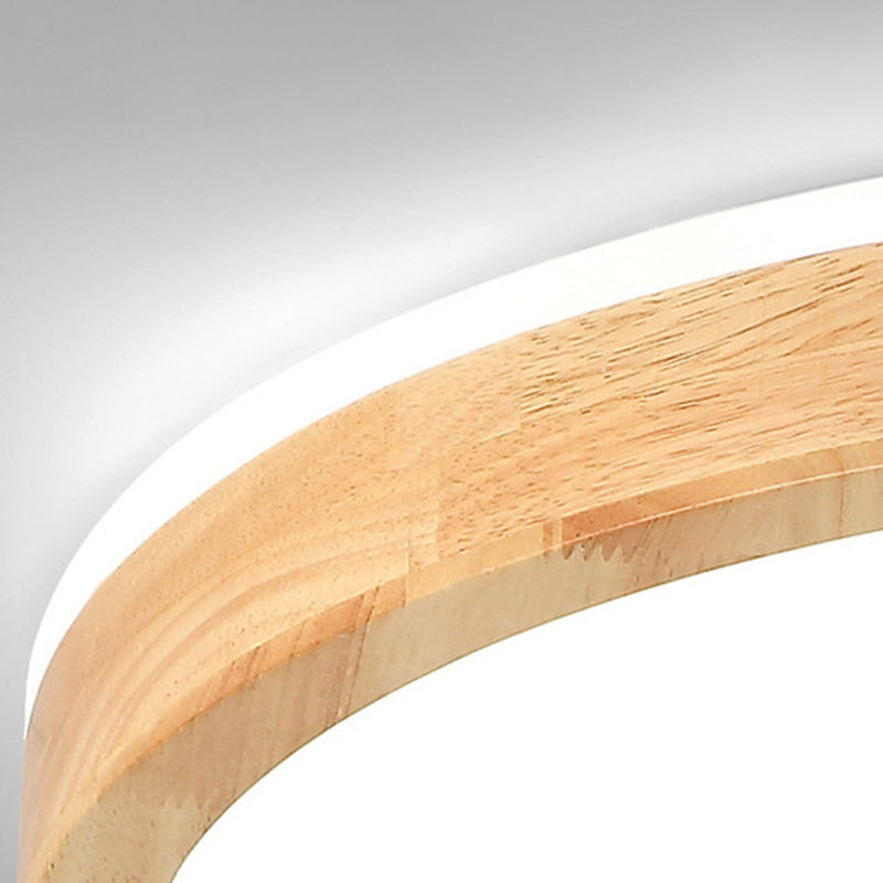 2.2 Inch Ultra-thin Round Wooden Ceiling Light Acrylic Shade Contemporary Minimalism Lighting Fixture for Bedroom
