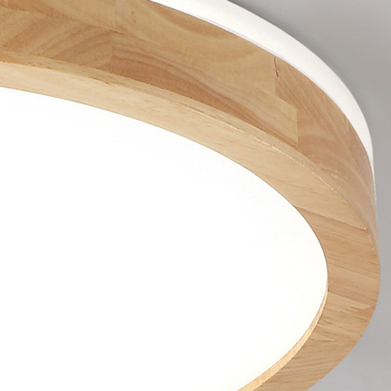2.2 Inch Ultra-thin Round Wooden Ceiling Light Acrylic Shade Contemporary Minimalism Lighting Fixture for Bedroom