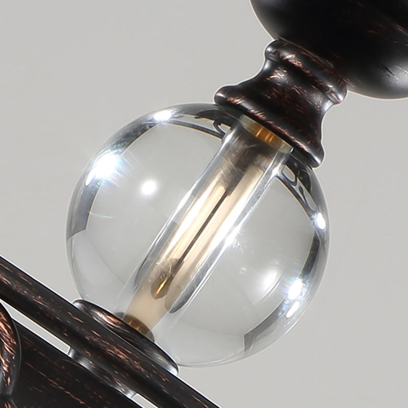 3-Lights Drum Ceiling Light with Romantic Crystal Drops Design Wrought Iron Semi Flush-mount Lighting Fixture in Rust