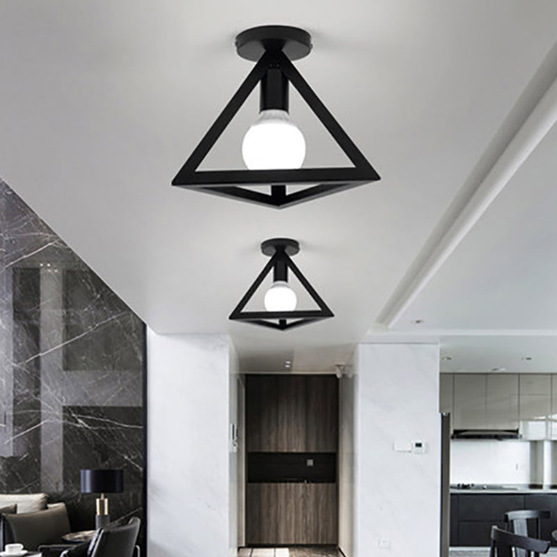 Marco geométrico de hierro forjado mini luz de techo de estilo jubilado de estilo industrial