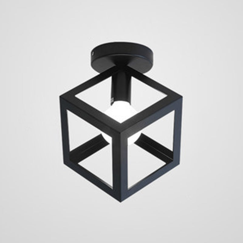 Marco geométrico de hierro forjado mini luz de techo de estilo jubilado de estilo industrial