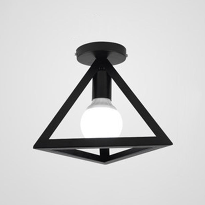 Marco geométrico de hierro forjado mini luz de techo de estilo jubilado de estilo industrial