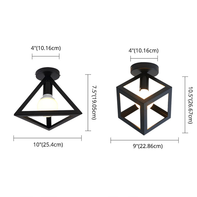 Marco geométrico de hierro forjado mini luz de techo de estilo jubilado de estilo industrial