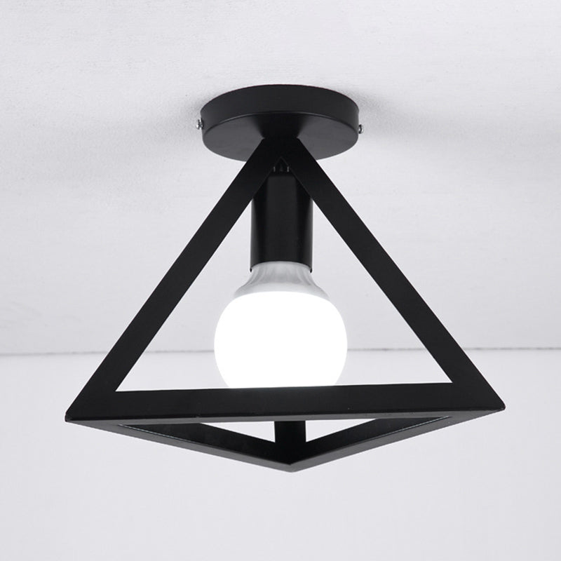 Marco geométrico de hierro forjado mini luz de techo de estilo jubilado de estilo industrial