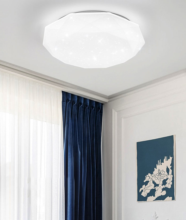 Starry Sky Design Ceiling LED Lighting Fixture White Acrylic Shade Semi Flush Mount Lamp for Living Room