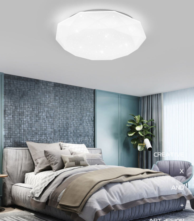 Starry Sky Design Ceiling LED Lighting Fixture White Acrylic Shade Semi Flush Mount Lamp for Living Room