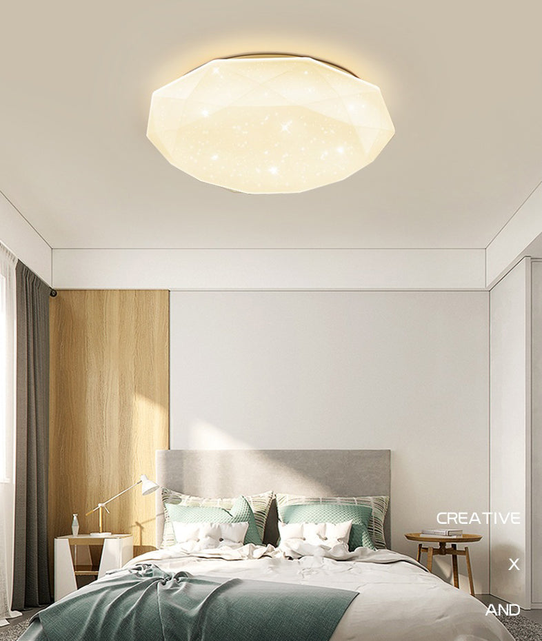 Starry Sky Design Ceiling LED Lighting Fixture White Acrylic Shade Semi Flush Mount Lamp for Living Room