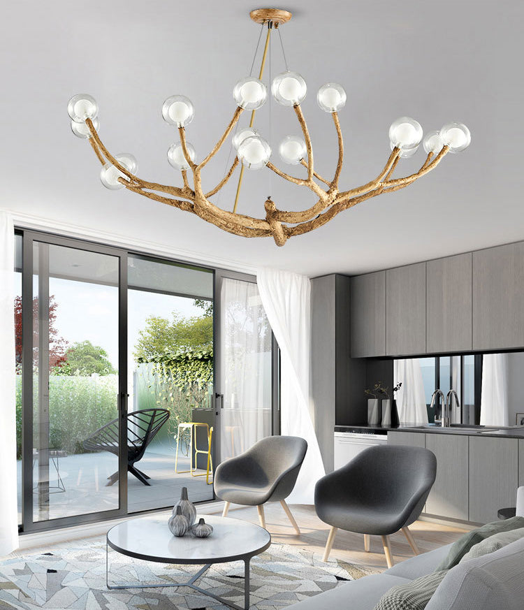 Contemporary Creative Branch Chandelier Pendant Light Clear Glass Ceiling Lights Fixture for Coffee Shop