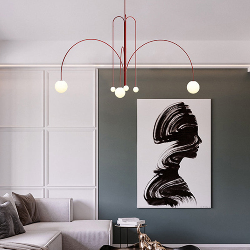 Creatividad posmoderna lámpara de techo de perlas vidrio crema de vidrio colgante con cordón colgante para sala de estar