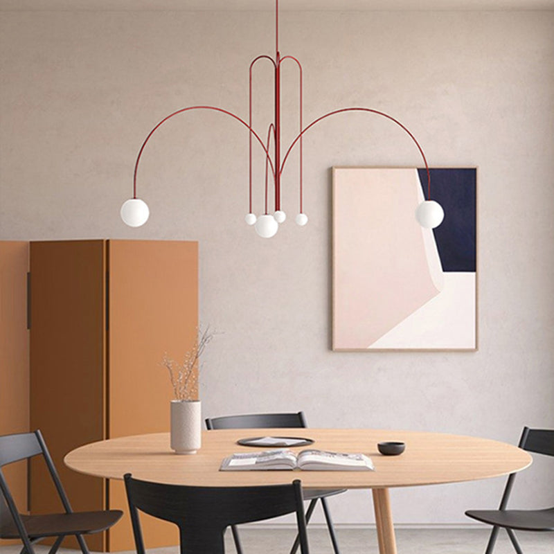 Creatividad posmoderna lámpara de techo de perlas vidrio crema de vidrio colgante con cordón colgante para sala de estar