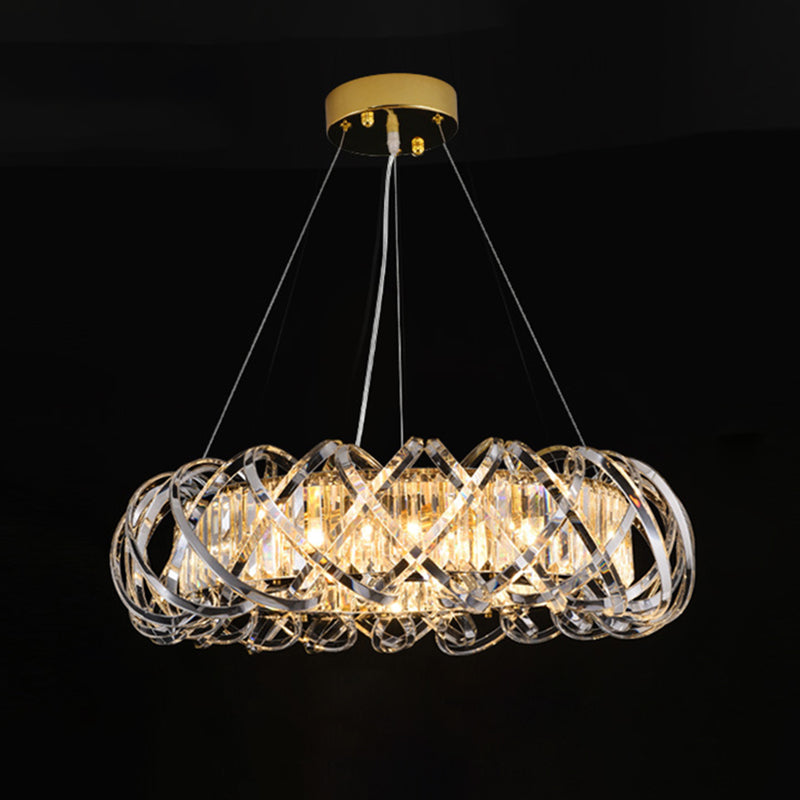 Postmodern Simplicity Geometric Hanging Chandelier Stainless Steel Suspension Lighting for Living Room