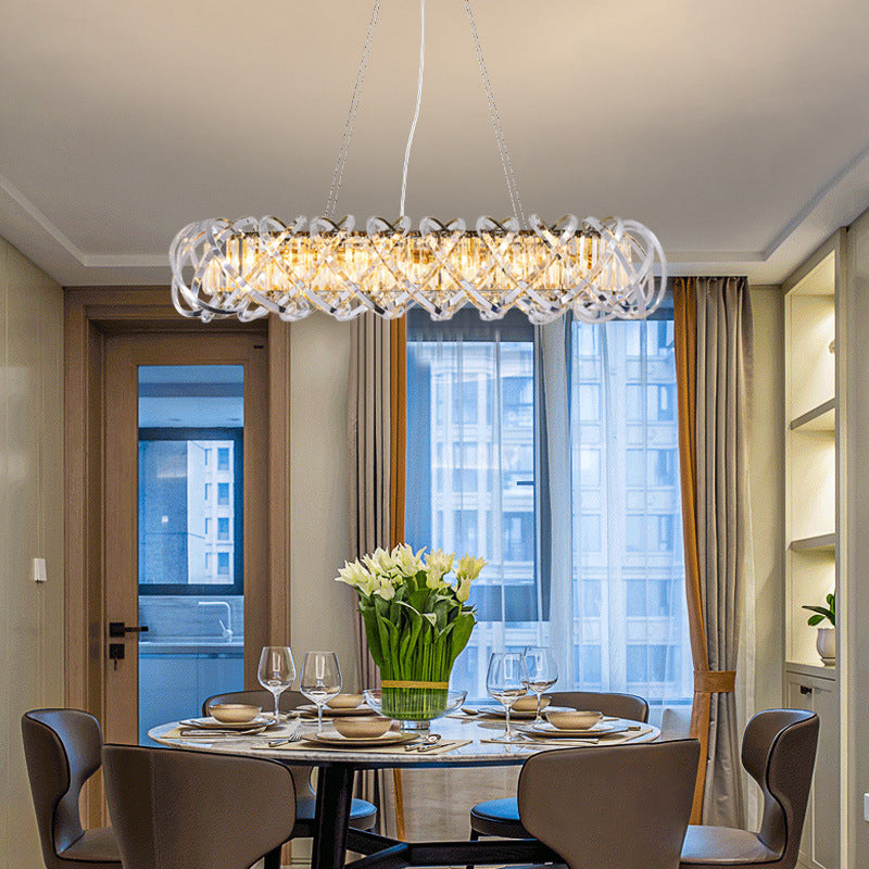 Postmodern Simplicity Geometric Hanging Chandelier Stainless Steel Suspension Lighting for Living Room