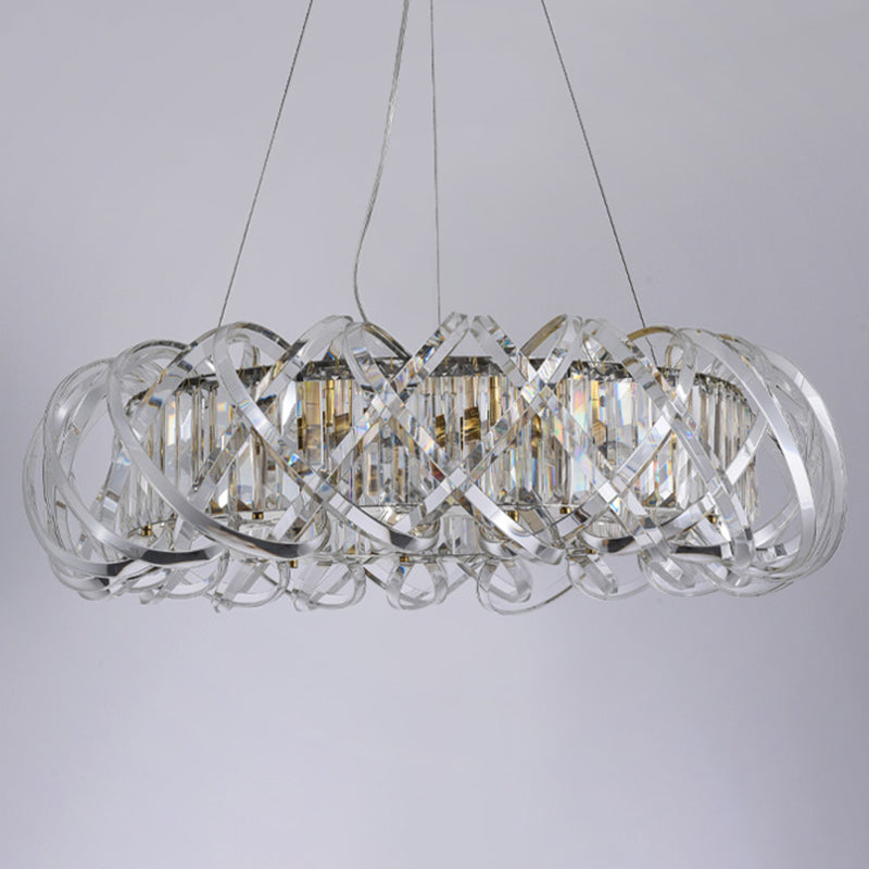 Postmodern Simplicity Geometric Hanging Chandelier Stainless Steel Suspension Lighting for Living Room