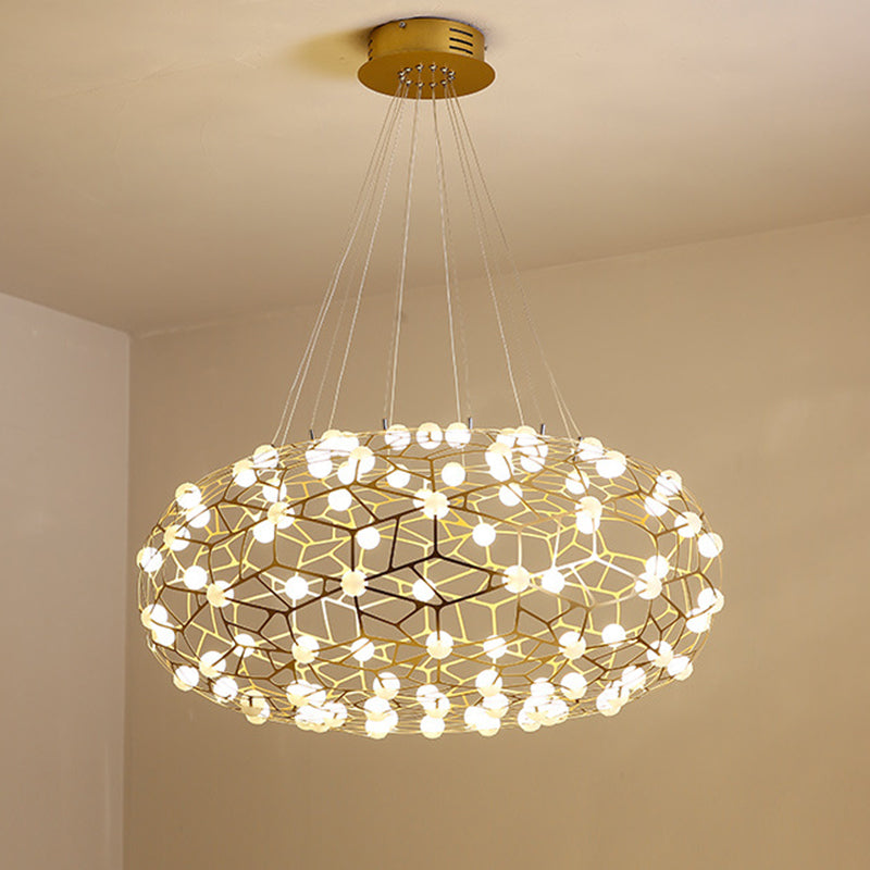 Modern Simplicity Oval Pendant Chandelier Metal Hanging Light Fixture for Coffee Shop