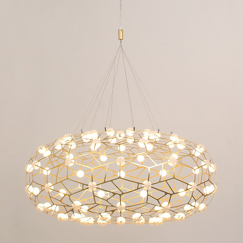 Modern Simplicity Oval Pendant Chandelier Metal Hanging Light Fixture for Coffee Shop