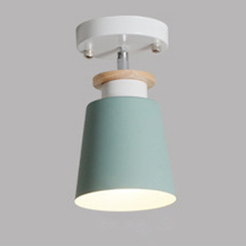 1 Light Ceiling Lighting Nordic Style Metal Cone Semi Flush Mount Lighting for Living Room