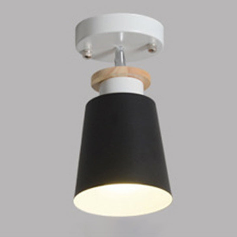 1 Light Ceiling Lighting Nordic Style Metal Cone Semi Flush Mount Lighting for Living Room