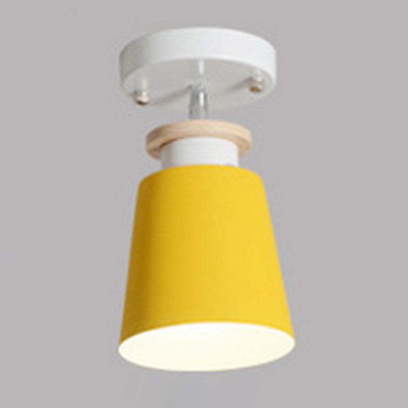 1 Light Ceiling Lighting Nordic Style Metal Cone Semi Flush Mount Lighting for Living Room