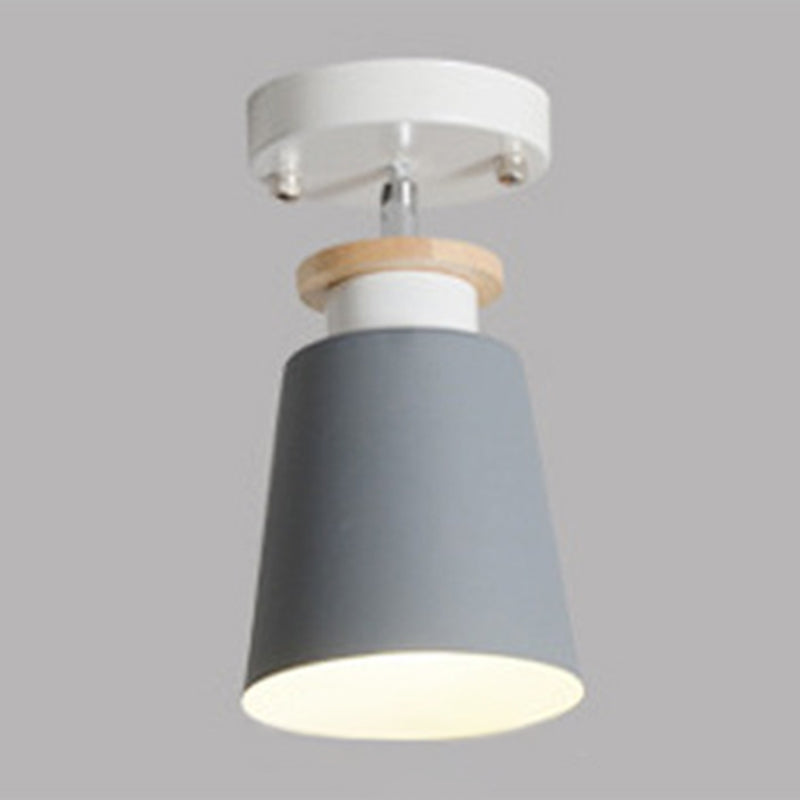1 Light Ceiling Lighting Nordic Style Metal Cone Semi Flush Mount Lighting for Living Room