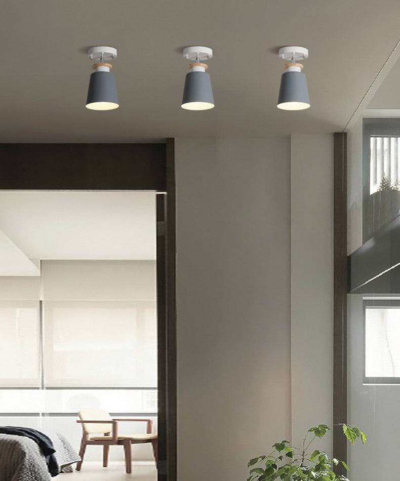 1 Light Ceiling Lighting Nordic Style Metal Cone Semi Flush Mount Lighting for Living Room